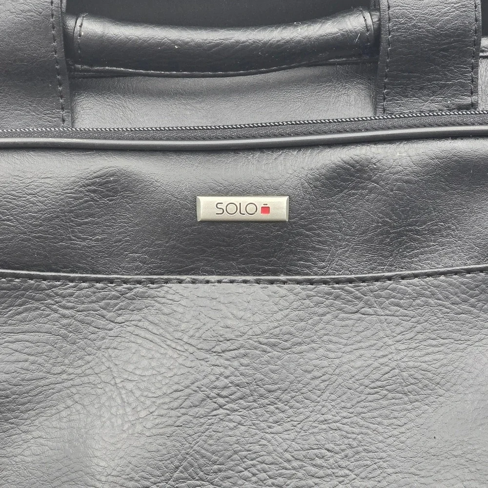 Solo Laptop‎ Bag Briefcase Black Faux Leather Padded Shoulder Strap adjustable